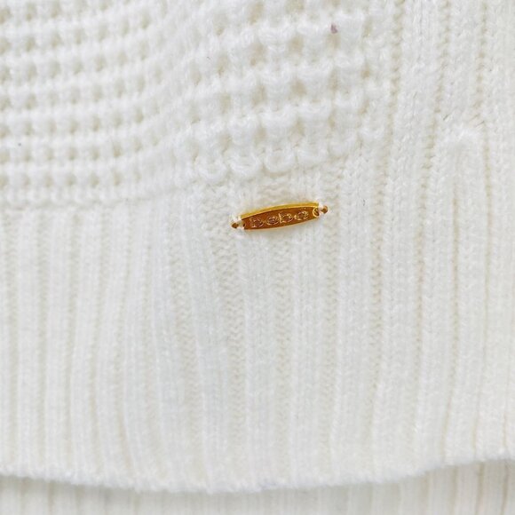 Bebe Chunky Loose Knit V Neck Sweater Size M White Egret Women's - Picture 4 of 7